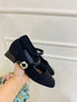 Ladies Casual Close Toe Buckle Low Block Heel